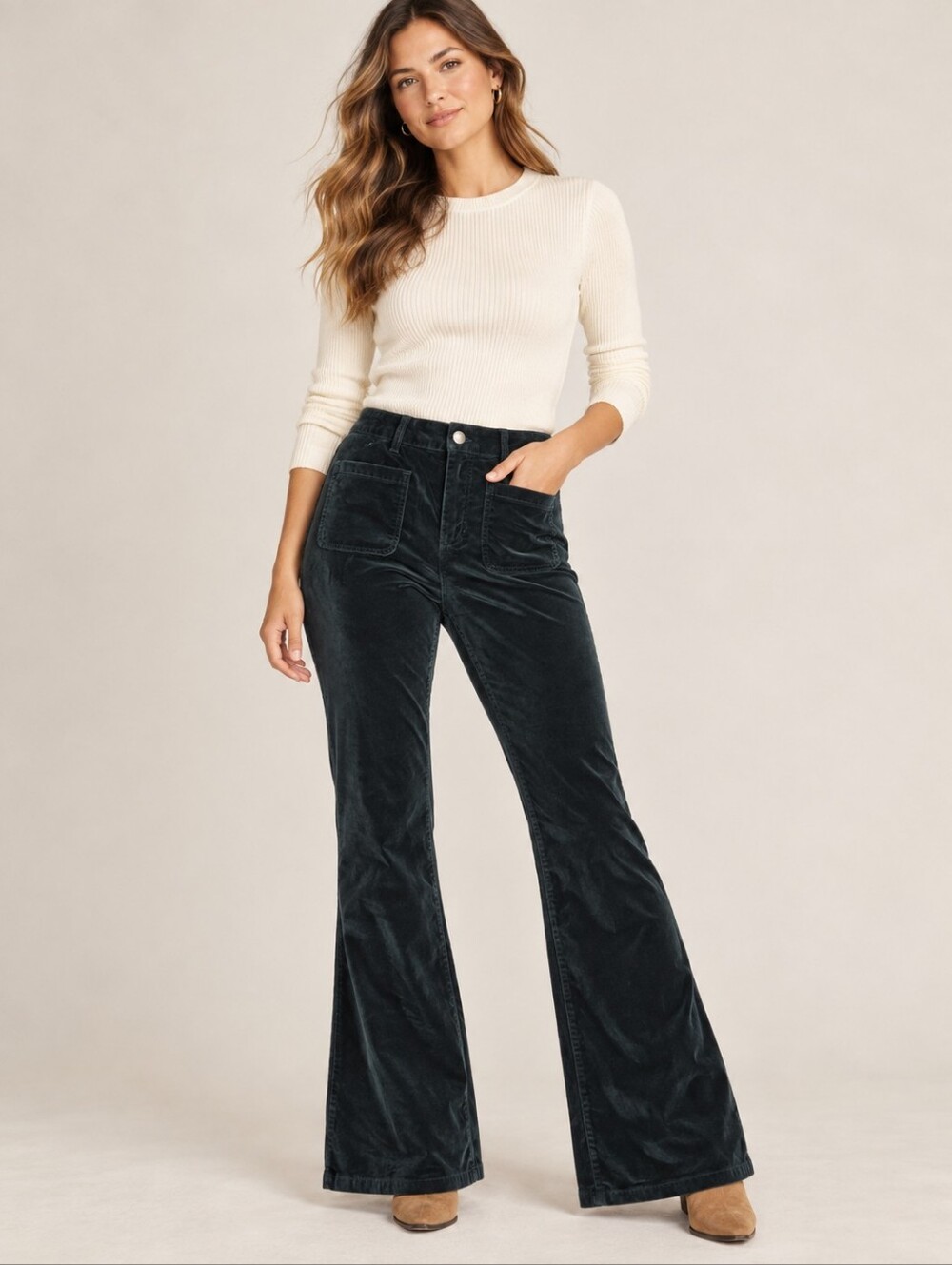 ❤️ NWT! JONES NEW YORK VELOUR HIGH RISE FLARE PANTS, 10 (30)